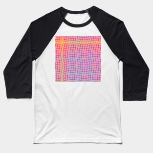 Wavy Plaid Rainbow on Soft Orange Repeat 5748 Baseball T-Shirt